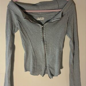 We The Free Light Gray Zip-Up Hoodie